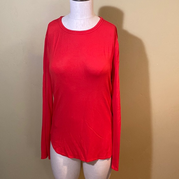 Eileen Fisher Tops - Eileen Fisher Long Sleeve Knit Tunic Top Shirttail Hem Petite Medium PM Red